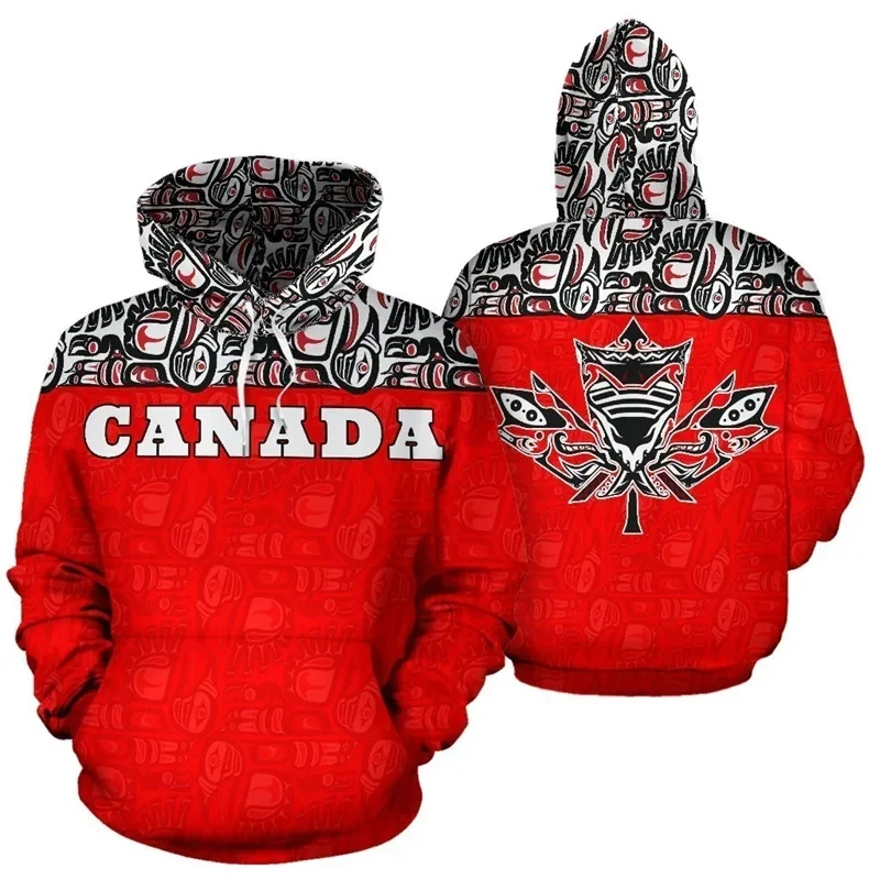 Autumn/Winter Men's Sportswear Canadian Flag 3D Printed Hoodie Unisex Harajuku Street Casual Sports Hoodie Pullover Q0069