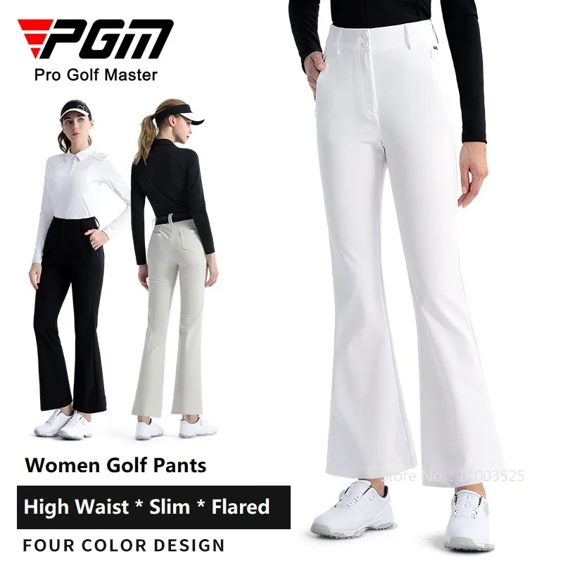 Pgm New Golf Wear for Women Casual Sports Flared Golf Pants Autumn Spring High-waisted Trousers Elastic Waist Long Sweatpants