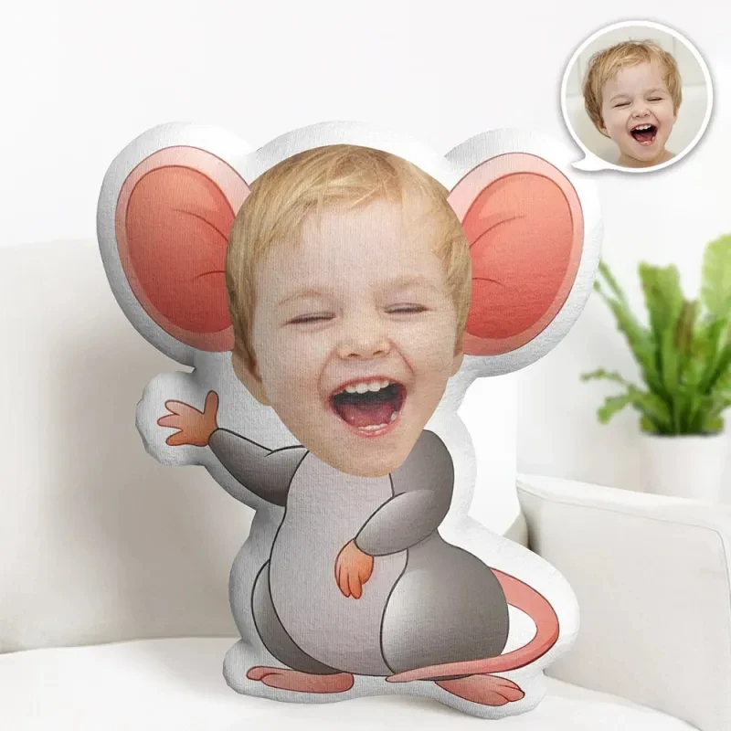 Maßgeschneidertes süßes geformtes Kissen, individuelles Gesichtskissen, personalisiertes Fotokissen, Laterne, Maus, MiniMe-Kissen, Geschenke für Kinder