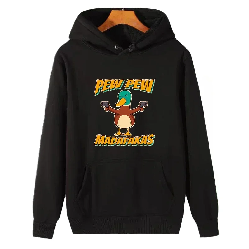 

Man sweatshirts Funny Graphic Hooded Sweatshirts Pew Pew Madafakas Duck Thick Sweater Hoodie High Quality Thick Sweater Hoodie