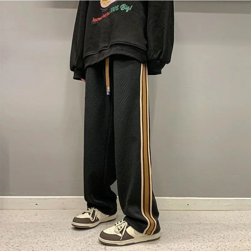 Sweatpants for Men Stripe Trousers Straight Male Sweat Pants Wide Leg Baggy Vintage Tracksuit Bottoms Stylish Harajuku Fashion