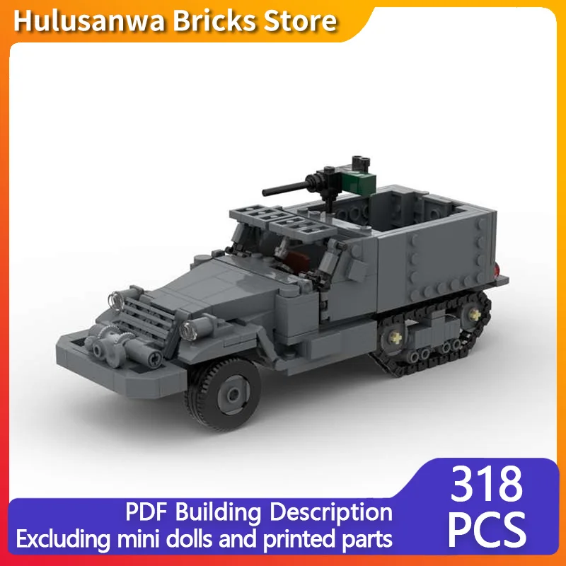 

M5 Half Track Бронированный транспортный автомобиль MOC Строительные кирпичи Военное оборудование Модульная технология Подарки Праздничная сборка Детский игрушечный костюм
