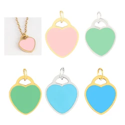 5pcs/lot Heart Charm Stainless Steel Enamel Charms For Jewelry Making Moon Pendant Earrings diy Necklaces Pendant Accessories