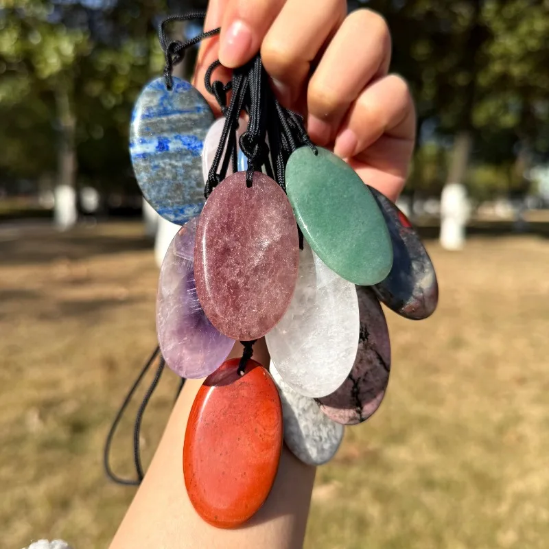

5 шт. модных подвесок из натурального аметиста, овальные, 50x30x6 мм, ручной работы, из натуральных камней, кристаллов, для женщин и мужчин, ювелирные изделия, подарок