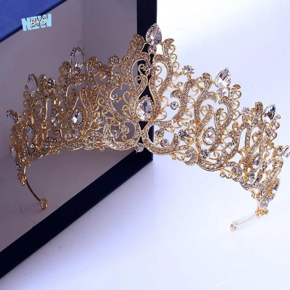 

Queen Party Pageant Baroque Luxury Crown Shiny Silver Headband Ornaments Princess Tiara Crystal Headwear Rhinestone Crown Bridal