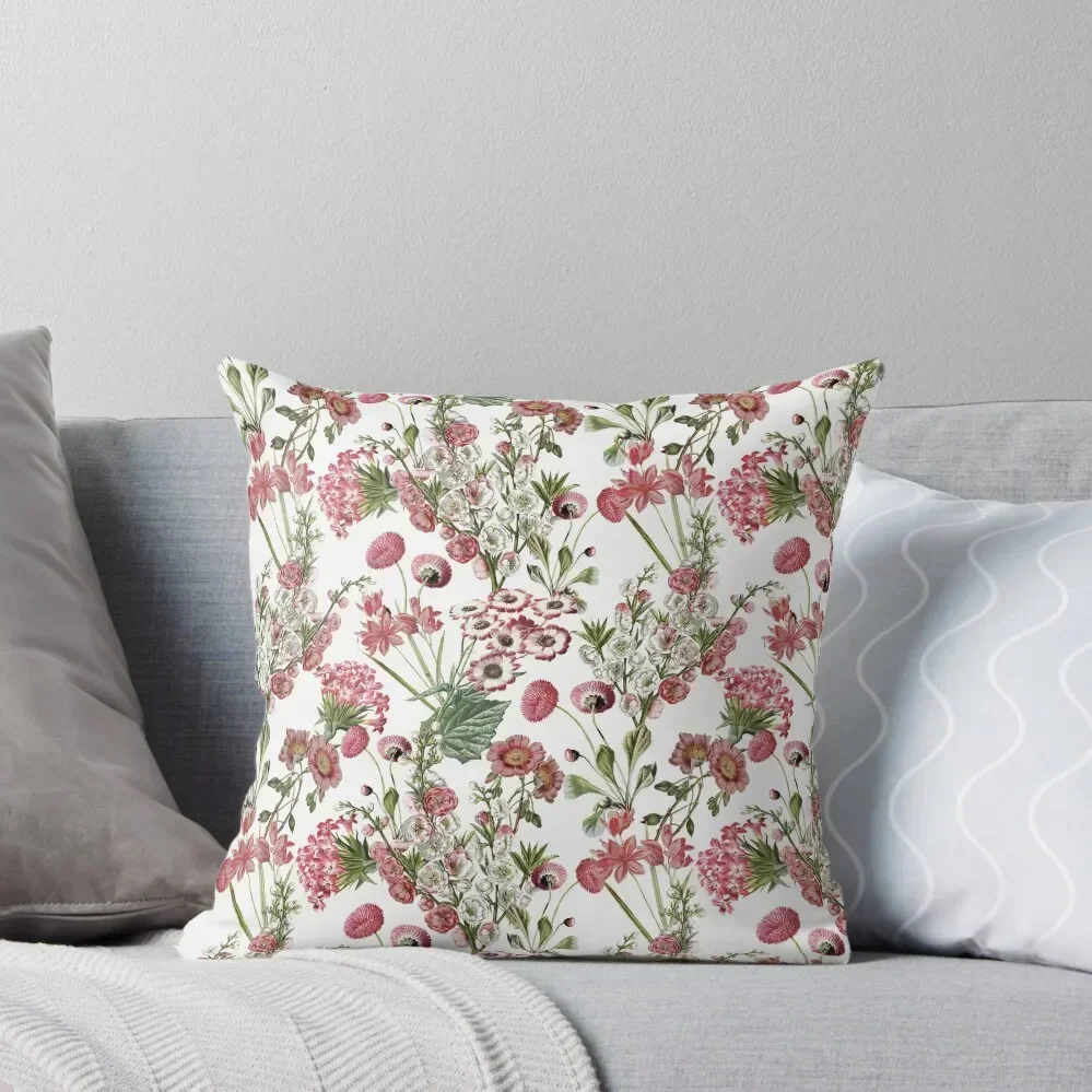 

Pink and White Vintage Summer Flowers Botanical Garden Pattern Throw Pillow New year Throw Pillow Covers Pillow Cover