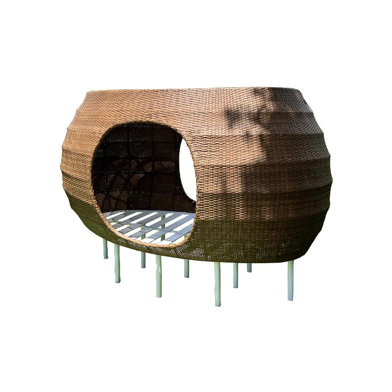 Outdoor leisure rattan scenic spot clock in photo bird's nest balcony, swimming pool, round rattan bed