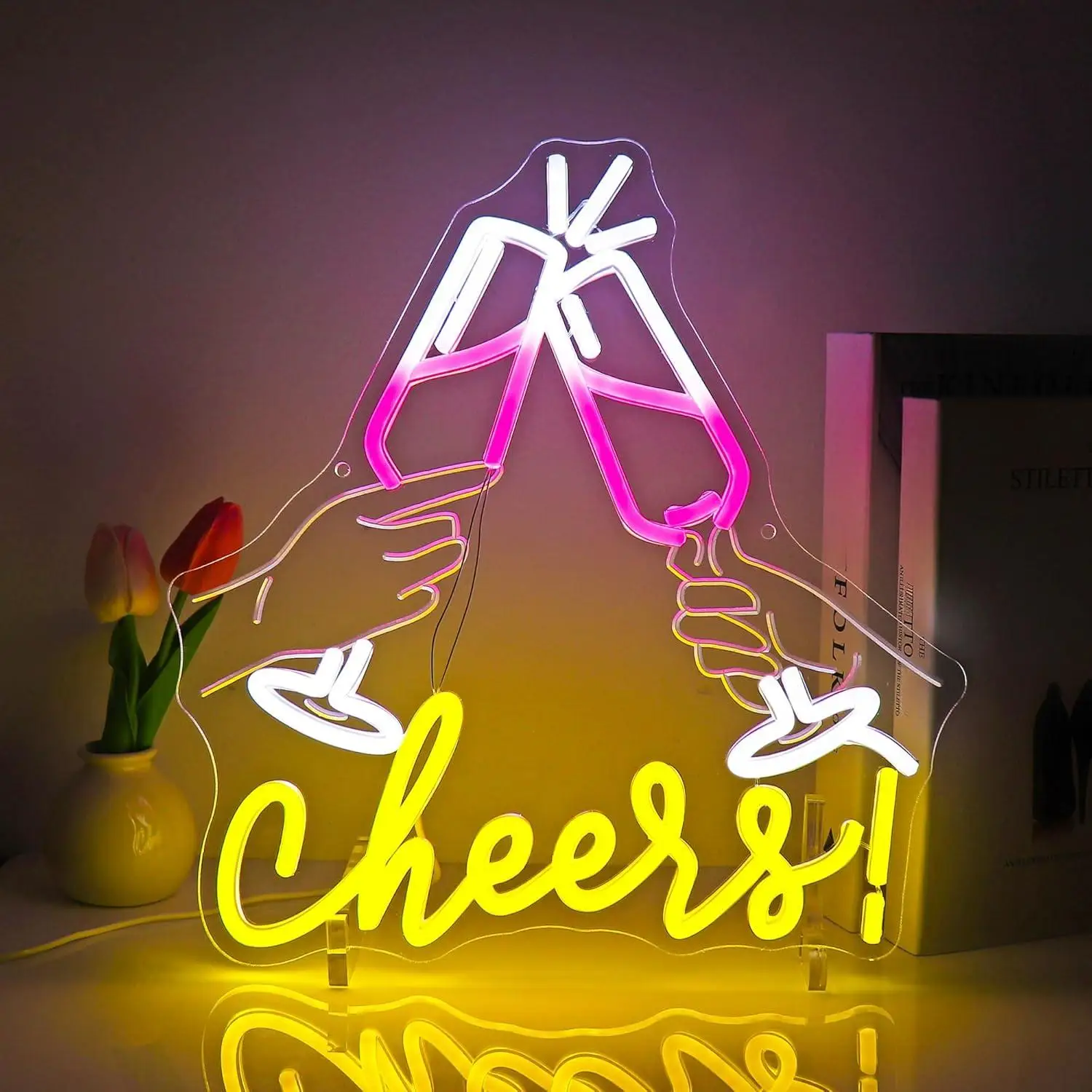 Cheers Neon-Schilder USB Dimmbare LED-Leuchten für Bar Tiki Heim Party Bistro Laden Club Dekorationen Geschäft Bar-Schilder Nachtlicht