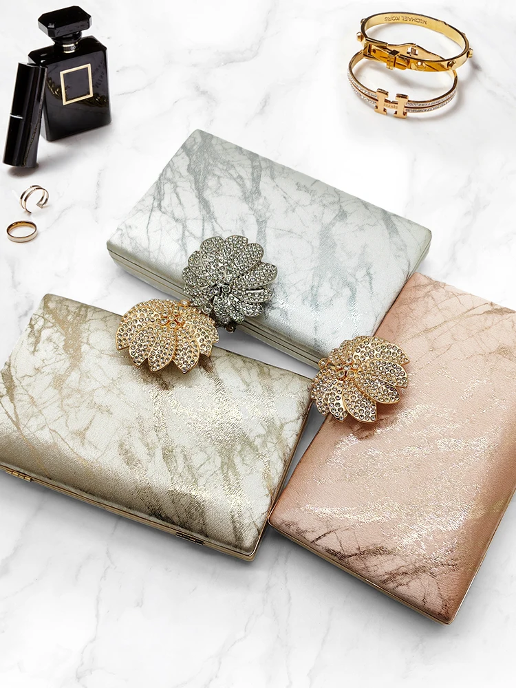 Fashion Women Handbags Luxury Designer Marble Style Clutch Bag Elegant Rhinestones Evening Bag Ladies Wallet Dinner Purse