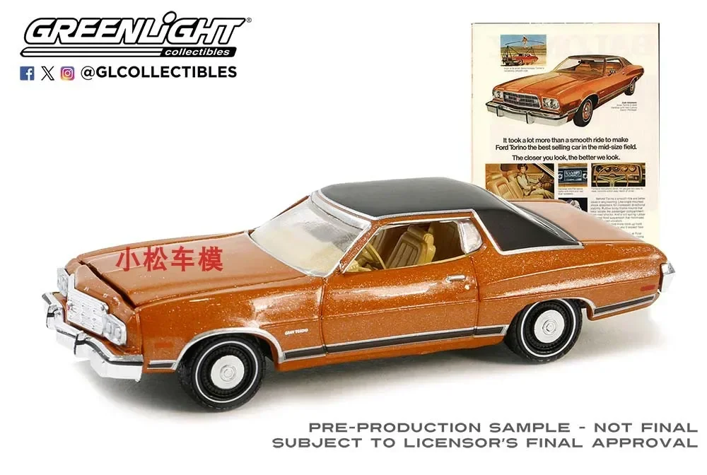 1:64 1973 Ford Gran Torino High Simulation Alloy Car Model Collectible Toy Gift Souvenir Display Ornament