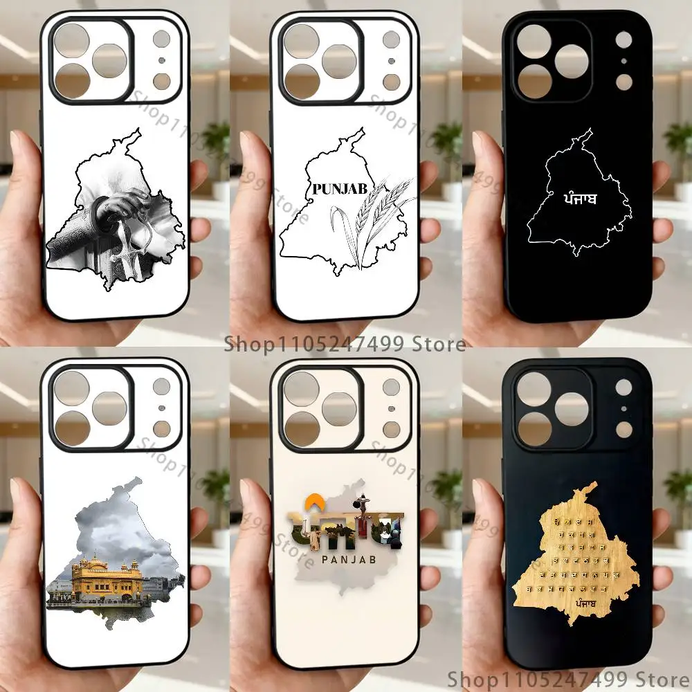 

Punjab Map Phone Case For iPhone 17,16,15,14,13,12,11,Pro,Max,Plus,E,SE4,Air,Mini Black Soft Funda