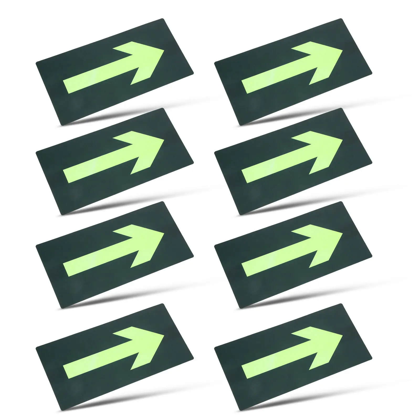8Pcs Luminous Waterproof Arrow Indicator Stickers Glow in Exit Signs for Fire Evacuation Safety in Shopping Malls