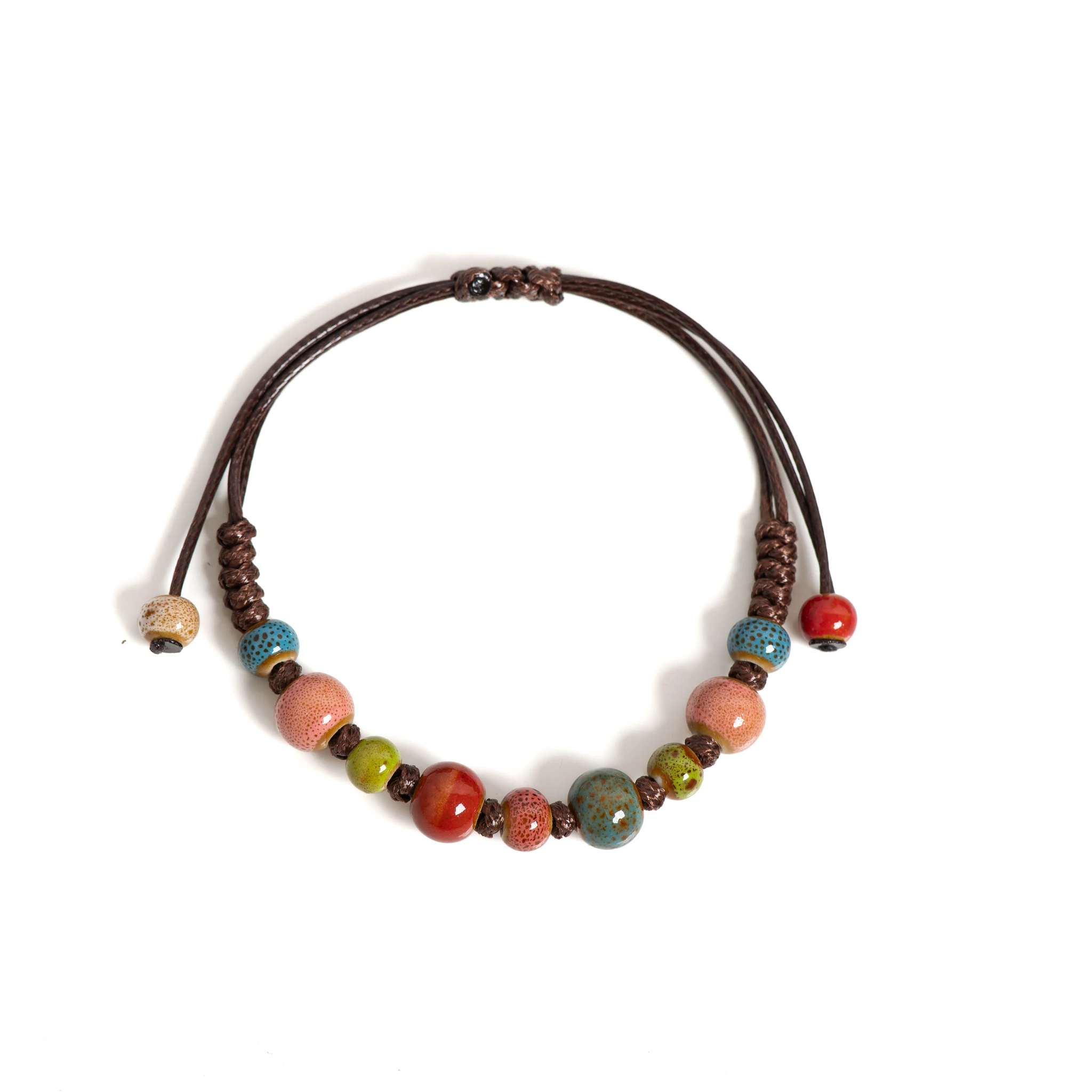 Colorful Handmade Ceramic Bracelet Adjustable Vintage Style Jewelry for Women and Men 1156 image 2