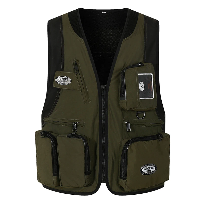 Fishing Vest Mesh Jacket Multifunctional Outdoor Photography Fishing Shoulder Multi Pocket Maintenance Worker Vest