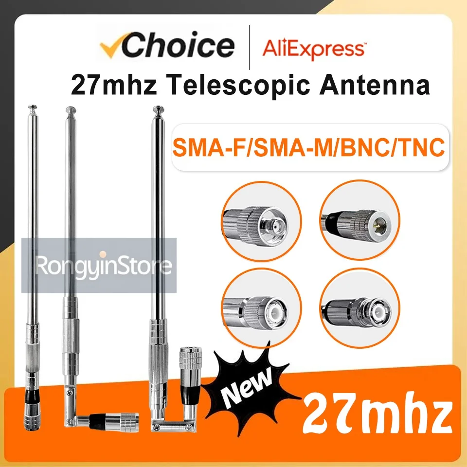 Antena táctica de Radio portátil de 27Mhz con conector BNC/TNC/SMA-hembra/SMA-macho para Radios Cobra Midland Uniden Anytone Baofeng