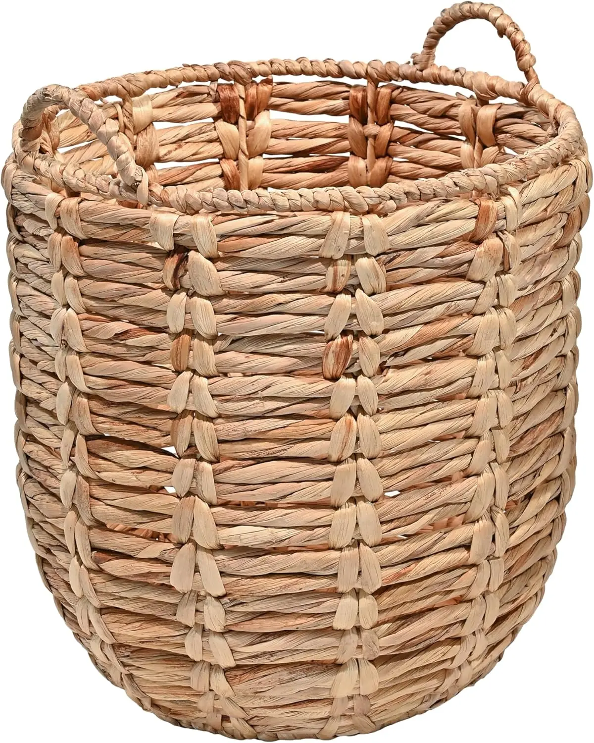 

Hand-Woven Abaca Wicker Storage Basket with Handles, Seagrass Container for Bedroom Living Room Decor