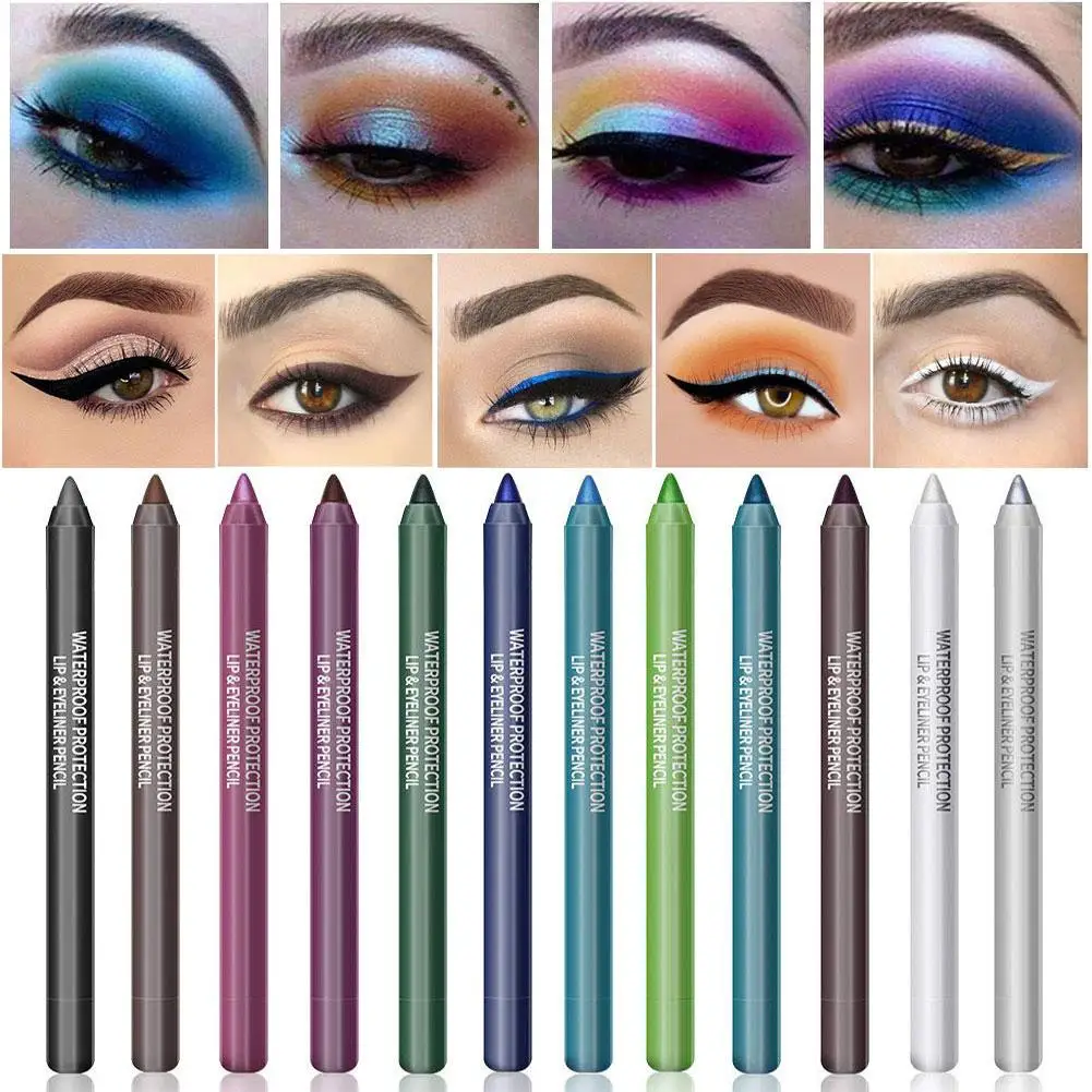 Waterproof Eyeliner Gel Pencil Red Brown White Ultra-slim Makeup Soft Lasting Pigment Eyes Professional Wear Easy High D4G9