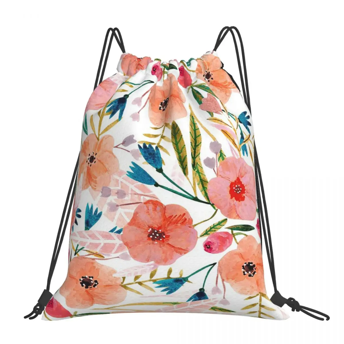 Multi-função Floral Dança Mochilas, Sacos De Cordão Portátil, Pacote De Bolso, Saco De Esportes, Saco De Livro, Viagem, Estudantes