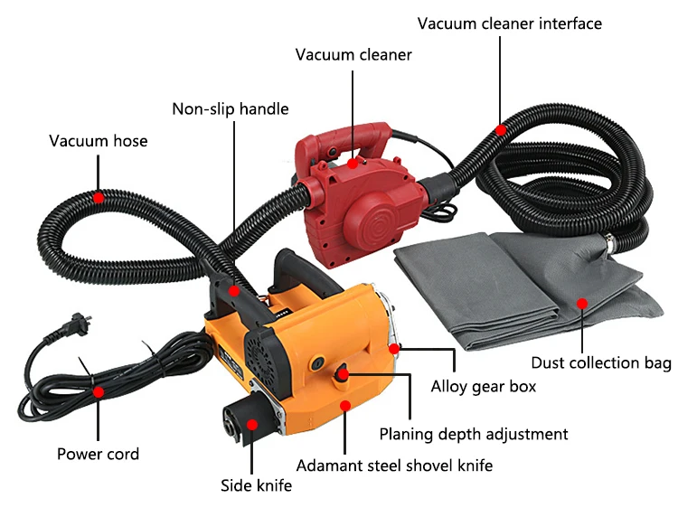 Professional Construction Tools 1880W Power Wall Planer Dust-free Putty Powder Shovel Multifunction Electric Wall Planer Machine