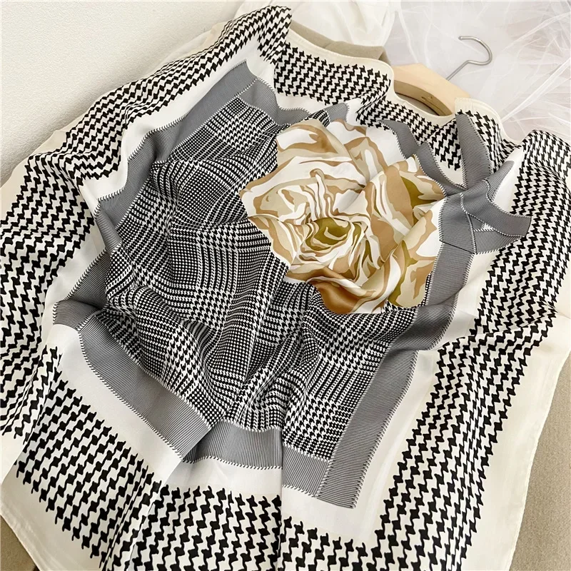 Spring and Autumn New Imitated Silk Scarf Women Neck Hair Decoarte Small Sqaure Headscarf Outdoor Soft Kerchief Hijab Girl 70cm