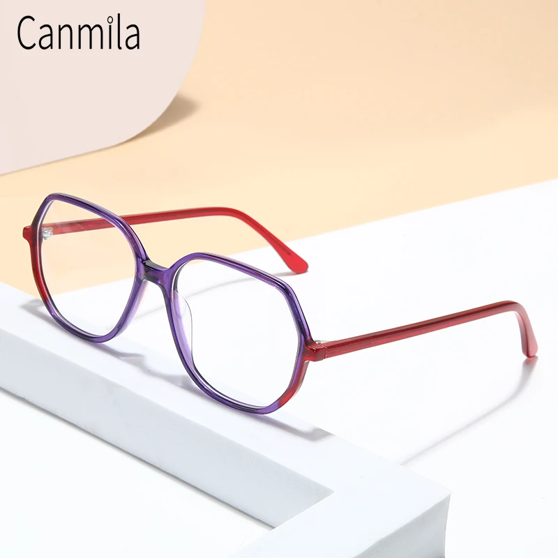 

Woman Polygonal Acetate Glasses Frames Female Colorful Fashion Eyeglasses Spliced Optical Prescription Spectacles Frame BOA1253