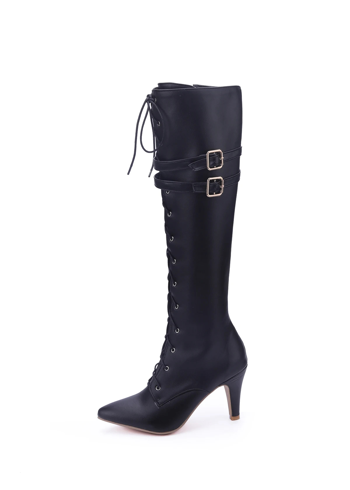 Mittellange Stiefel für Damen, 2026 Frühling und Herbst Neue Schnürstiefel, Damen Spitze Stiletto High Heels, Designer Luxus Übergrößen Größe 47, Direktverkauf vom Hersteller – Detail 32