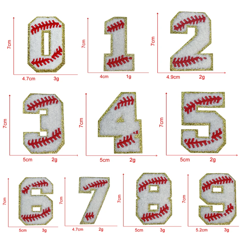 10pcs 0-9 Number Towel Embroidered Patch Basketball Baseball Pattern Patch Sew On Patches For Clothing Backpack Jacket Jeans DIY