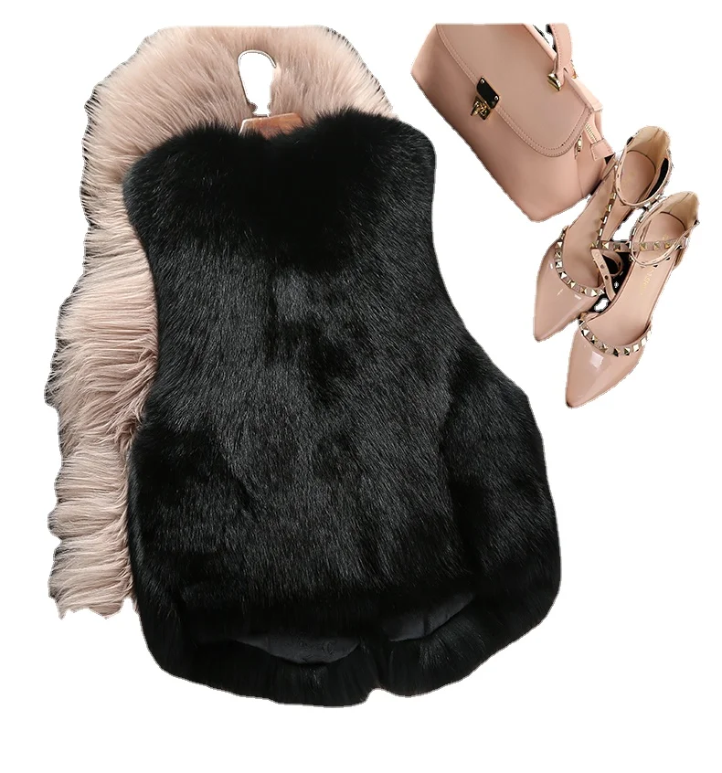 Echte Bontjas Vrouwen Vest Office Lady Koreaanse Slim Raccoon Dog Fur Jacket Mouwloze Fur Tops Hoge Kwaliteit Korte Bont vest Zm