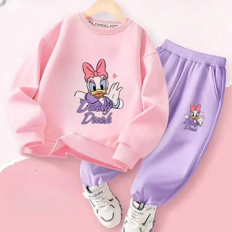 

Autumn Baby Girl Clothes Set Children Disney Daisy Duck Printing Sweatshirt Top and Pants Bottom 2 Pieces Suit Cotton Tracksuit