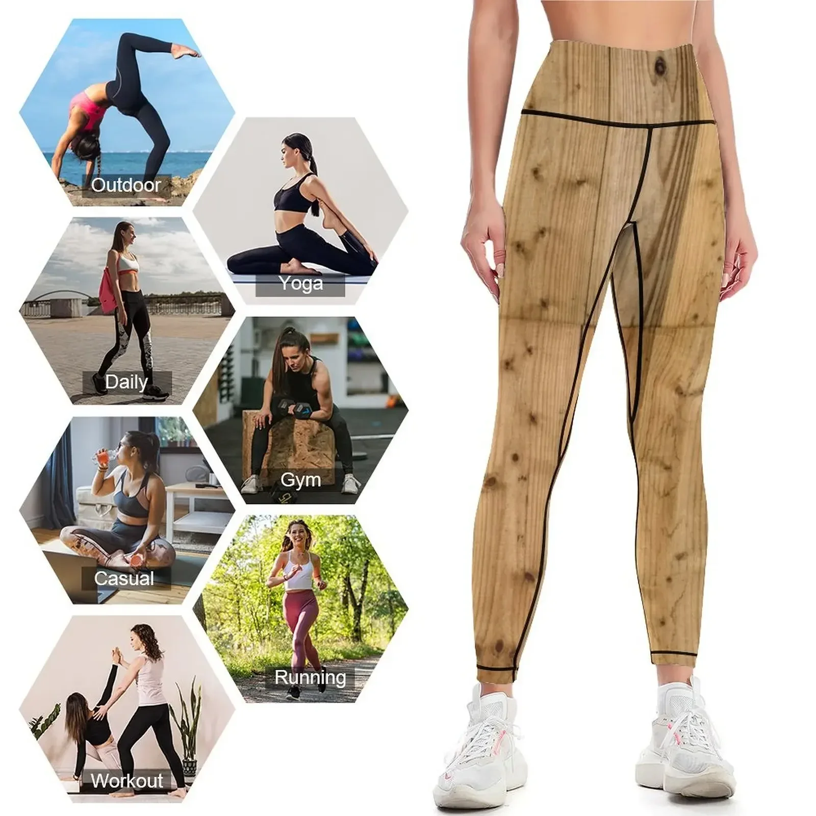 Wood Planks 6 - Dark Leggings Clothing fitness Leginsy push up sport legging Jogger pants Womens Leggings