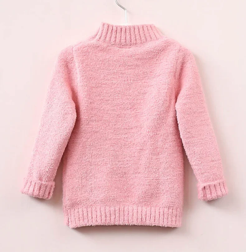 2-9Years Baby Girls Knitted Sweater Winter and Autumn Long Sleeve Warm High Collar Cute Heart Kids Sweater Top Girl Clothes