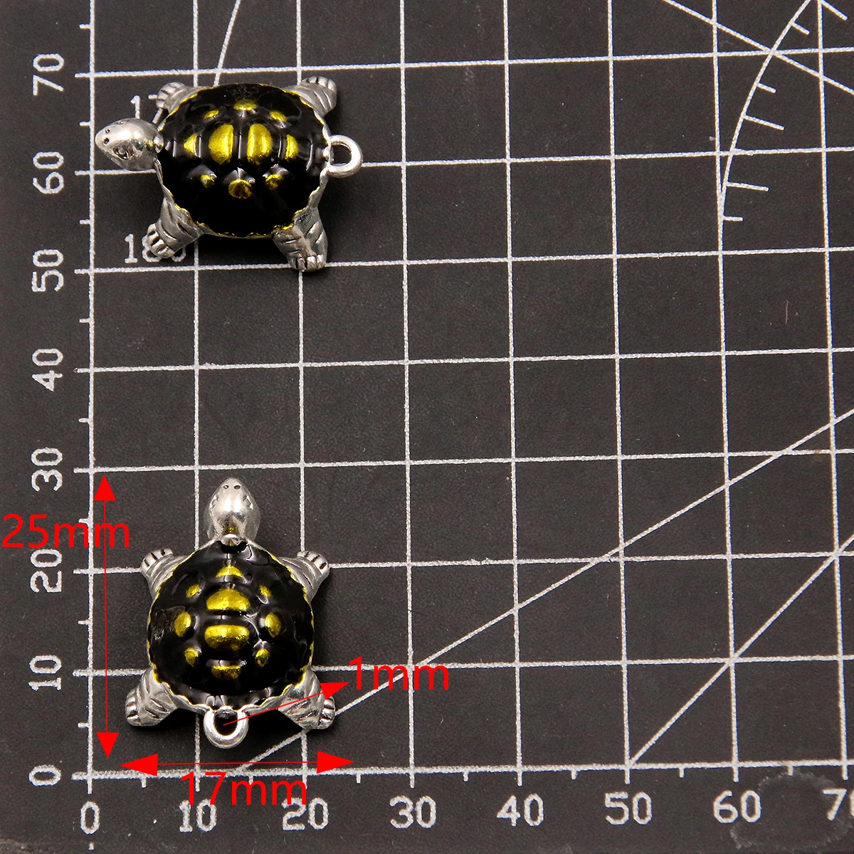 5Pcs 17x25MM Alloy Metal Drop Oil Simulation Black Tortoise Charm Animal Pendant For Enamel DIY Bracelet Necklace Jewelry Making