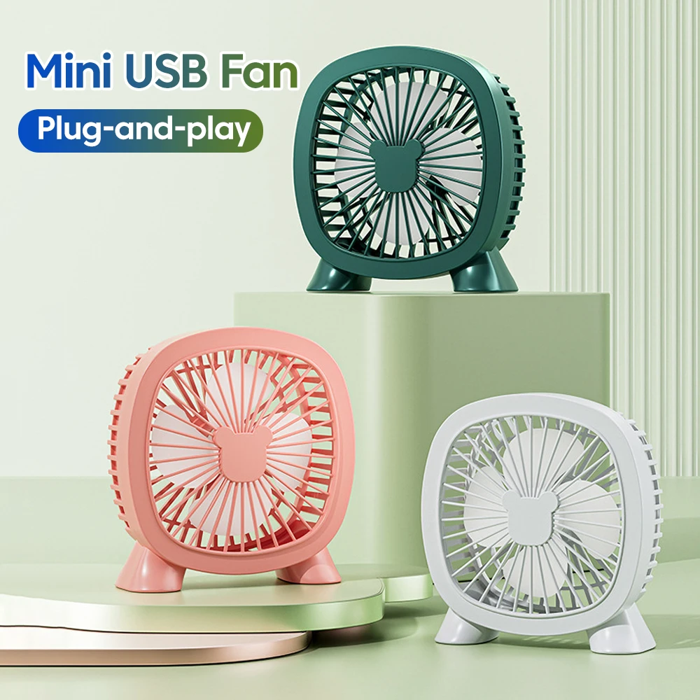 Mini USB Fan Portable Home Desktop Office Dormitory 4-blade Electric Fan USB-A Plug Driver-free Silent E-fan 4w Low Power Saving