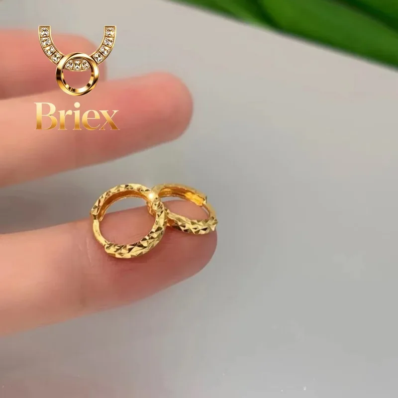 Briex Jewelry Shining Real 18k Gold Crushed Ice Ear Buckle for Woman High-quality Luxury AU750 Earring Party Banquet Jewelry 18K