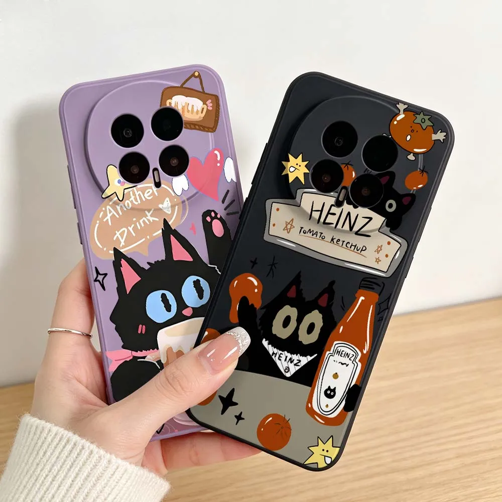 Funda de teléfono con dibujos de Heinz Black Cat Ketchup para Honor Magic 8 7 5 X9D 400 500 5G X7d X7a 600 Lite Pro