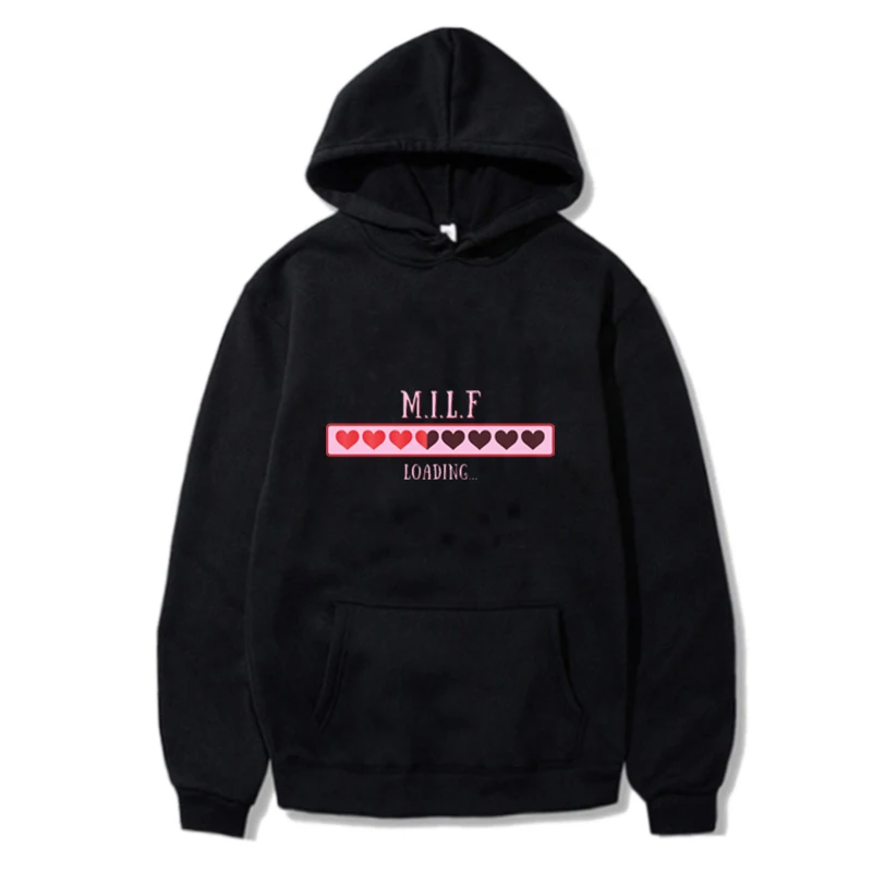 Milf Loading Printed Tops Long Sleeves Sweatshirt Y2k Graphic Women Men Funny Hoodie Autumn Winter Fashion Pullover Streetwear