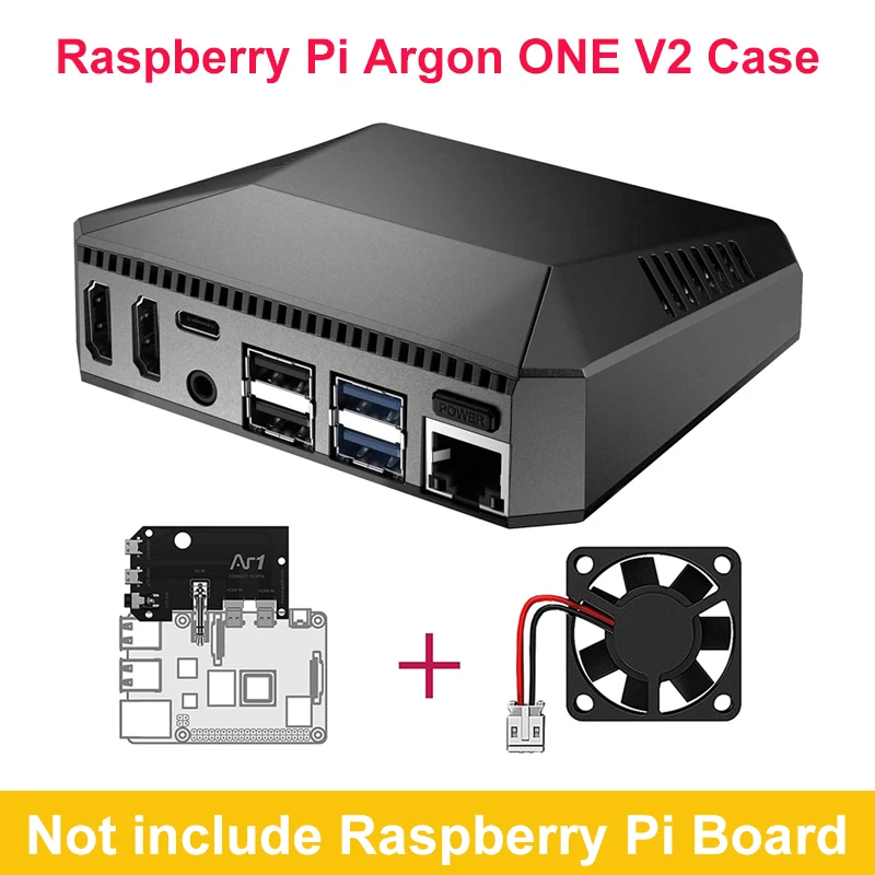 

Raspberry Pi 4 Argon ONE V2 Case Aluminum Shell with Power Button Cooling Fan Heatsink Metal Enclosure for Raspberry Pi 4B