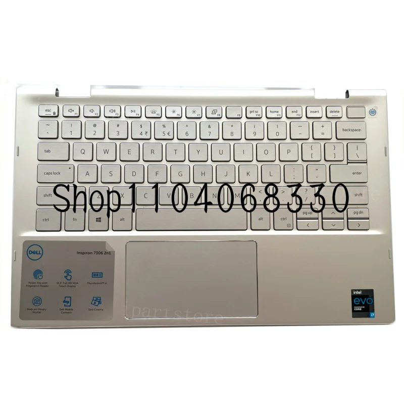 

Клавиатура с упором для рук для ноутбука, серебристая для Dell Inspiron 7306, 13,3 дюйма, 0DWWXK DWWXK, США