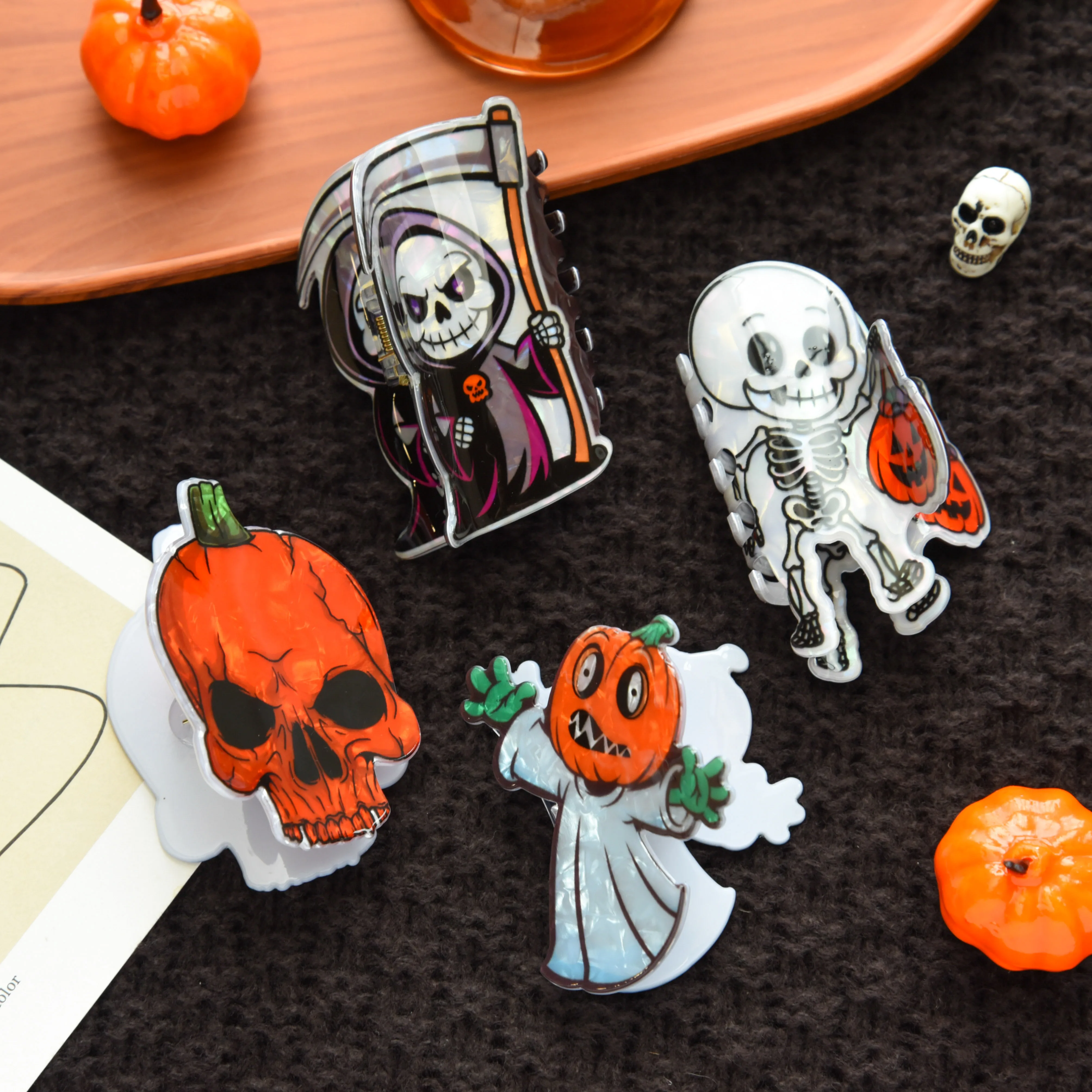 

2025 The Legend of Halloween Series Hair Claw Funny Fellows Party Acrylic Hair Claw Clips Hair Accessories for Women Girls