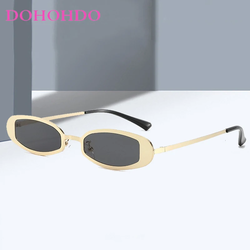 فاسق المعادن Y2K البيضاوي الإطار المرأة النظارات الشمسية الفاخرة العلامة التجارية تصميم الرجال نظارات شمسية الصيف السفر محرك نظارات الموضة UV400