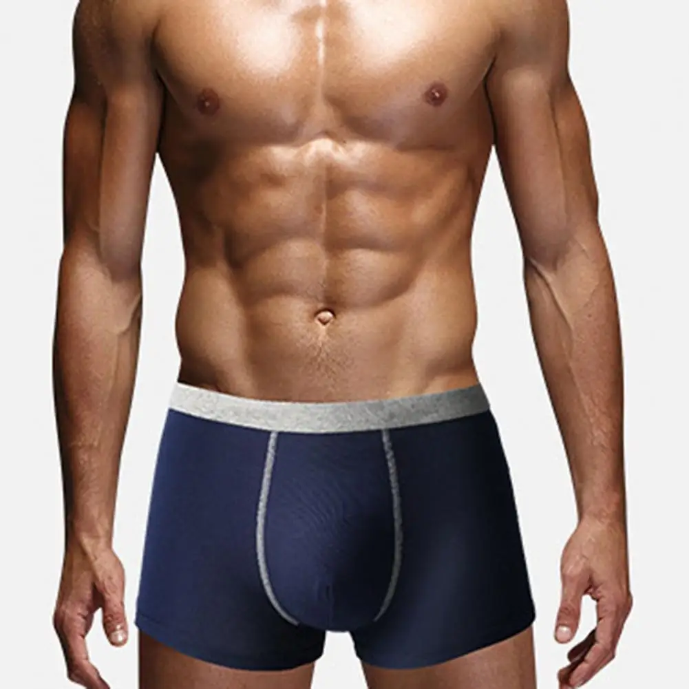 Cotton Men Underpants Contrast Color Moisture-wicking Plus Size Boxer Shorts Mid Waist Loose-fitting Men Briefs Boxer Underwear