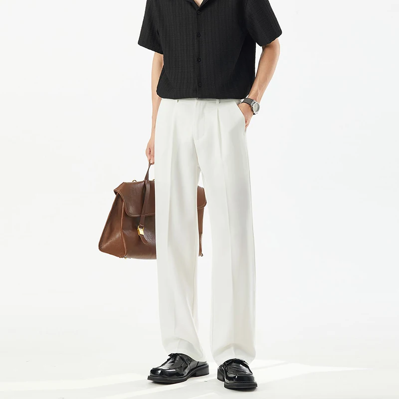 

Summer New Men Casual Straight Leg Suit Pants Male Korean Versatile Loose Trousers Comfortable Breathable Daily Pants