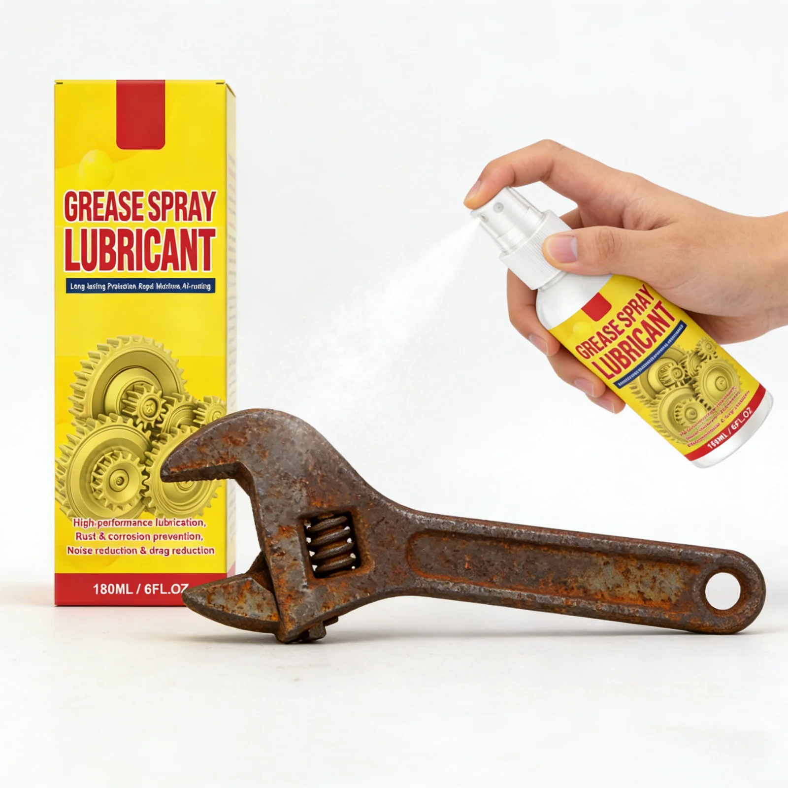 Liquid Grease Spray Long Lasting Protection from Rust and Corrosion Reduces Squeaky Noise Motorcycle Chain Lubricant Spray 180ml