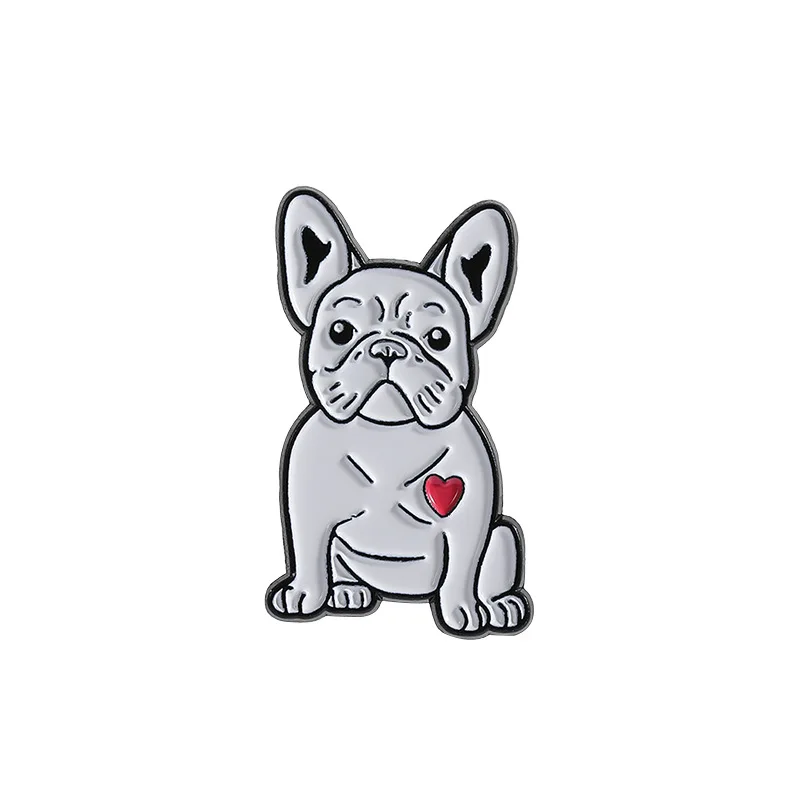 Cute White puppy Brooch Cartoon Pug Dog Animal Alloy Badge Bag Accessories Clothing pins wholesale gift to friends