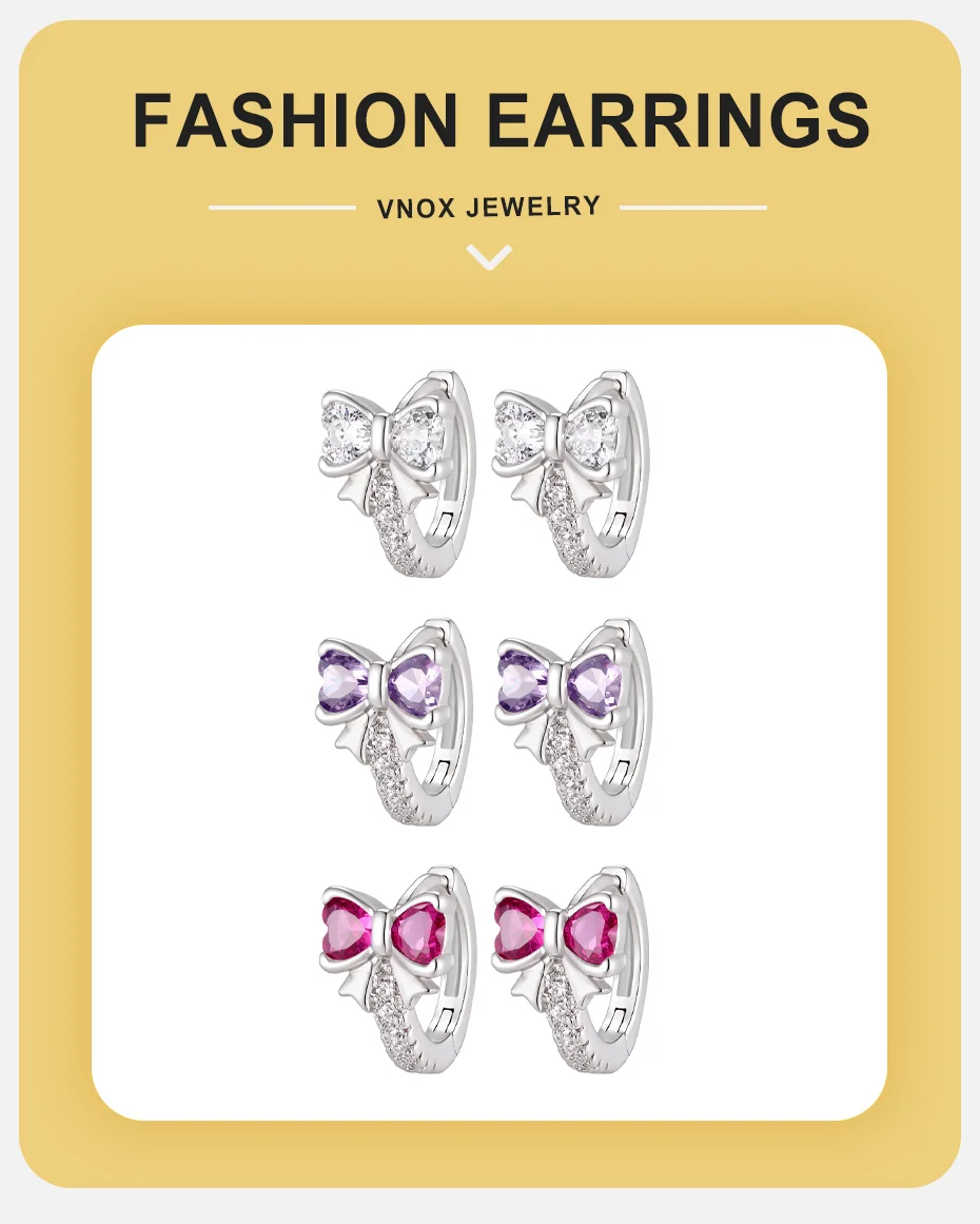 Vnox Trendy Luxus-Ohrringe mit bunten Schmetterlingen und Zirkonia für Damen, glänzende Kristall-Schleifen-Blumen-Ohrringe, Brautschmuck für Hochzeiten. – Detail 1