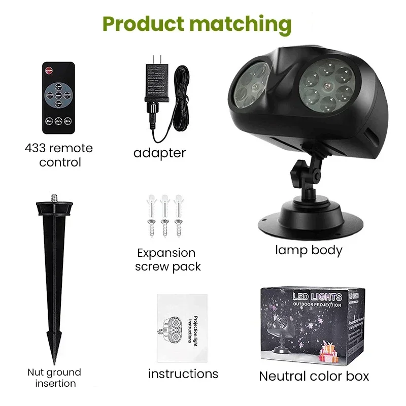 جديد عيد الميلاد تساقط الثلوج أضواء جهاز عرض شكل البومة في الهواء الطلق تسليط الضوء على المشهد الديناميكي LED ندفة الثلج مصباح إسقاط