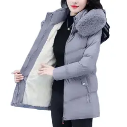 Doudoune mi-longue en coton rembourré pour femme, manteau chaud, velours, vert froid, grande taille, haute qualité, nouveau, hiver, 2023