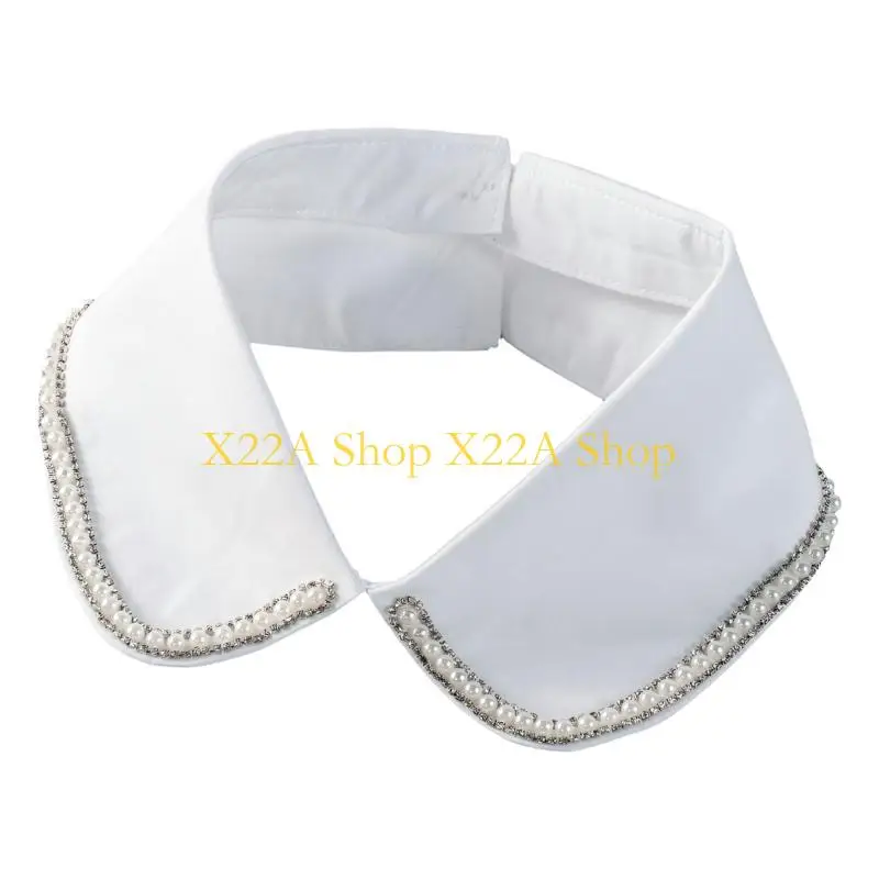 Unique Jeweled Rhinestones False Collar Beaded Pearls Spread Lapel Graceful Art Collar Sweet Shawl False Decorative Shawl