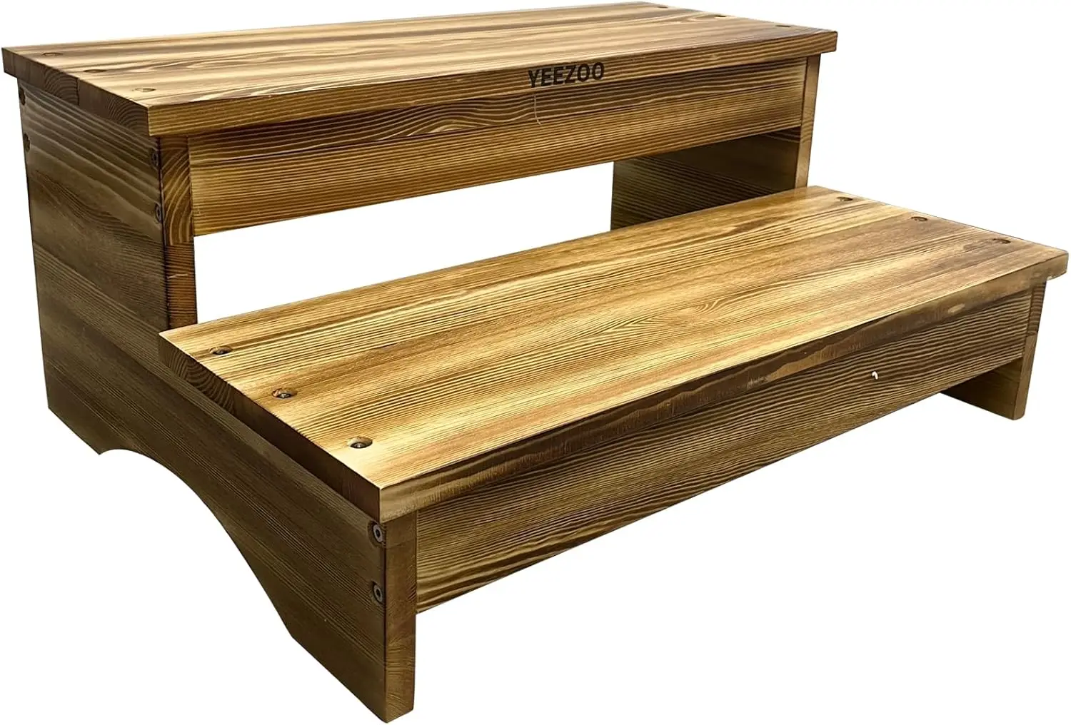 

Long Wooden Step Stool, 2 Steps with Non-Slip Pads for Kitchen, High Bed, Kids, Adults & Elderly