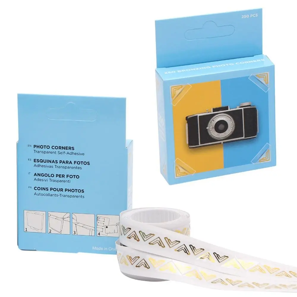 Álbum de fotos de PVC de bombeo directo con tarjeta de piezas, protectores de esquina de fotos, pegatinas autoadhesivas para marcos de fotos de álbum de recortes, 750